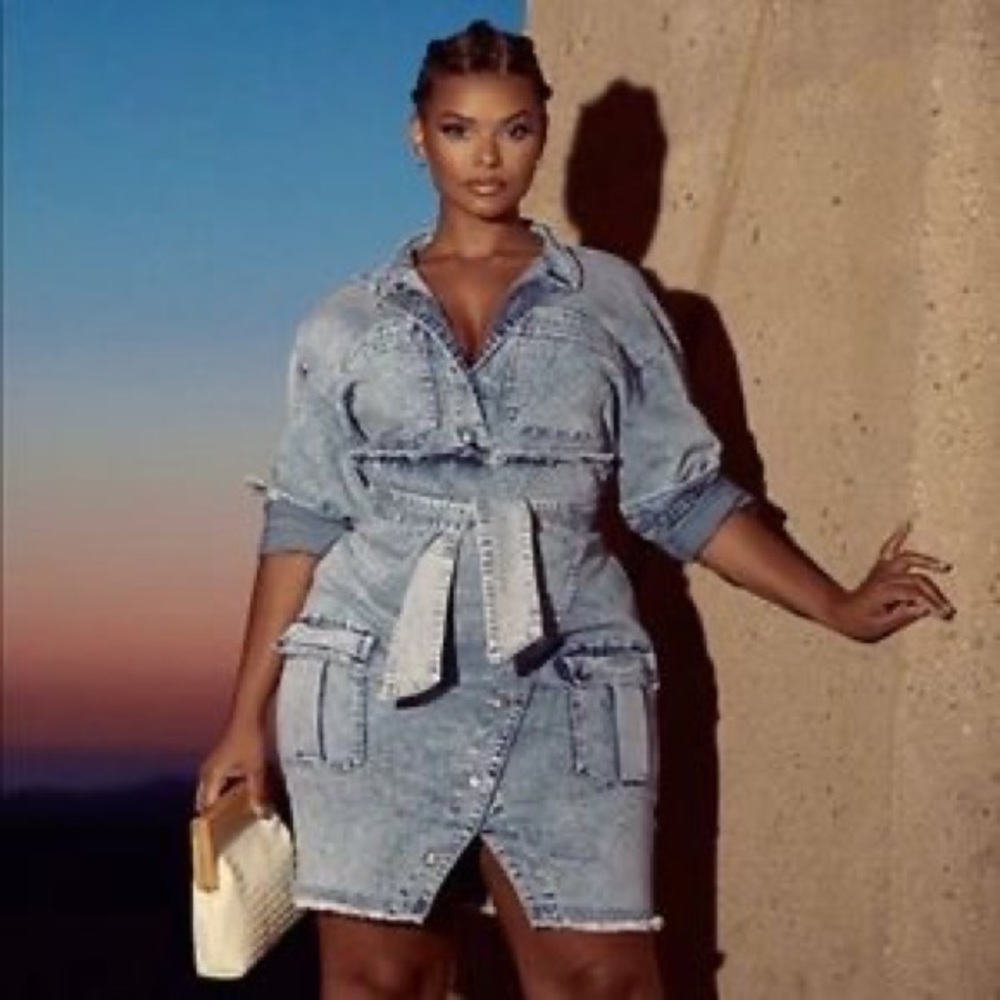 FTF Marisa Tie Waist Denim Dress